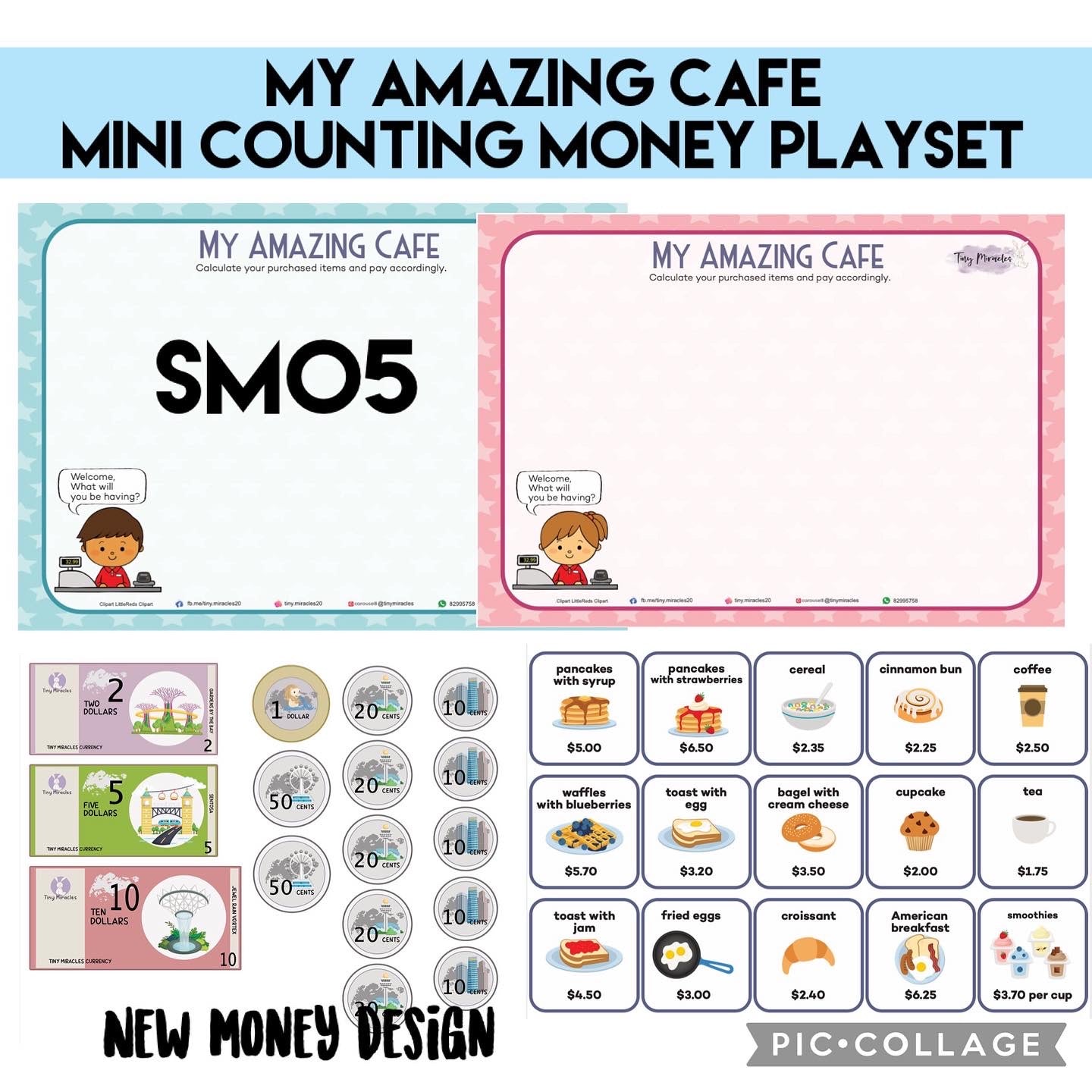 Play Pretend My Amazing Cafe set | Counting Money Learning Activity