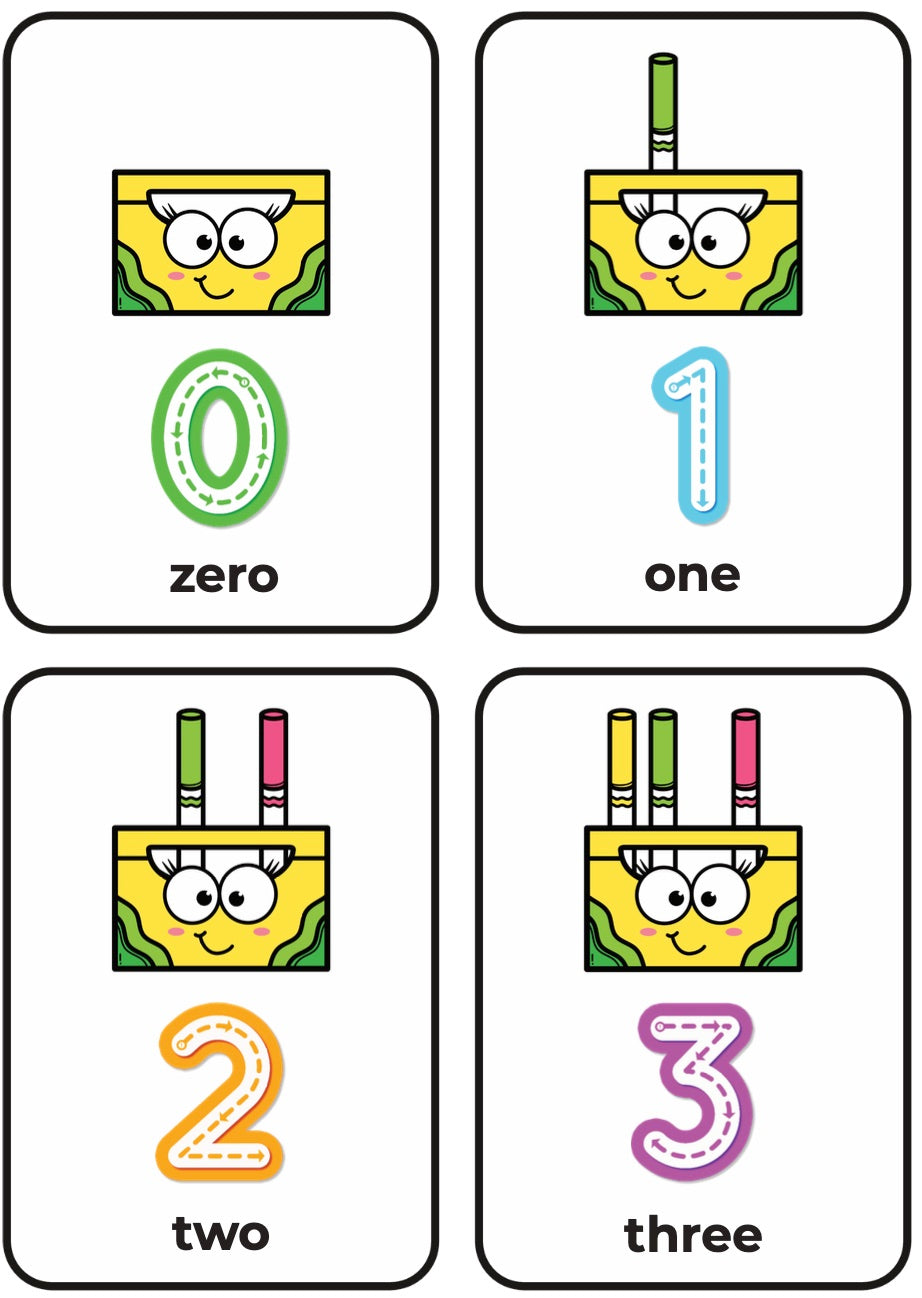 Tracing Flash Cards – Numbers Crayon Counting 0–10
