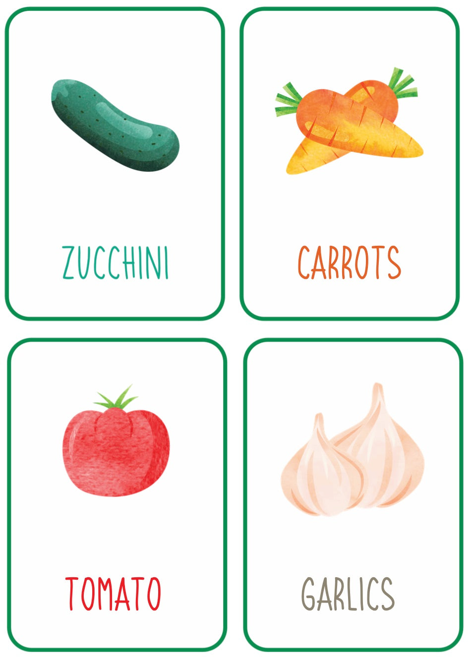 Vegetable Flash Card in English (FC06)