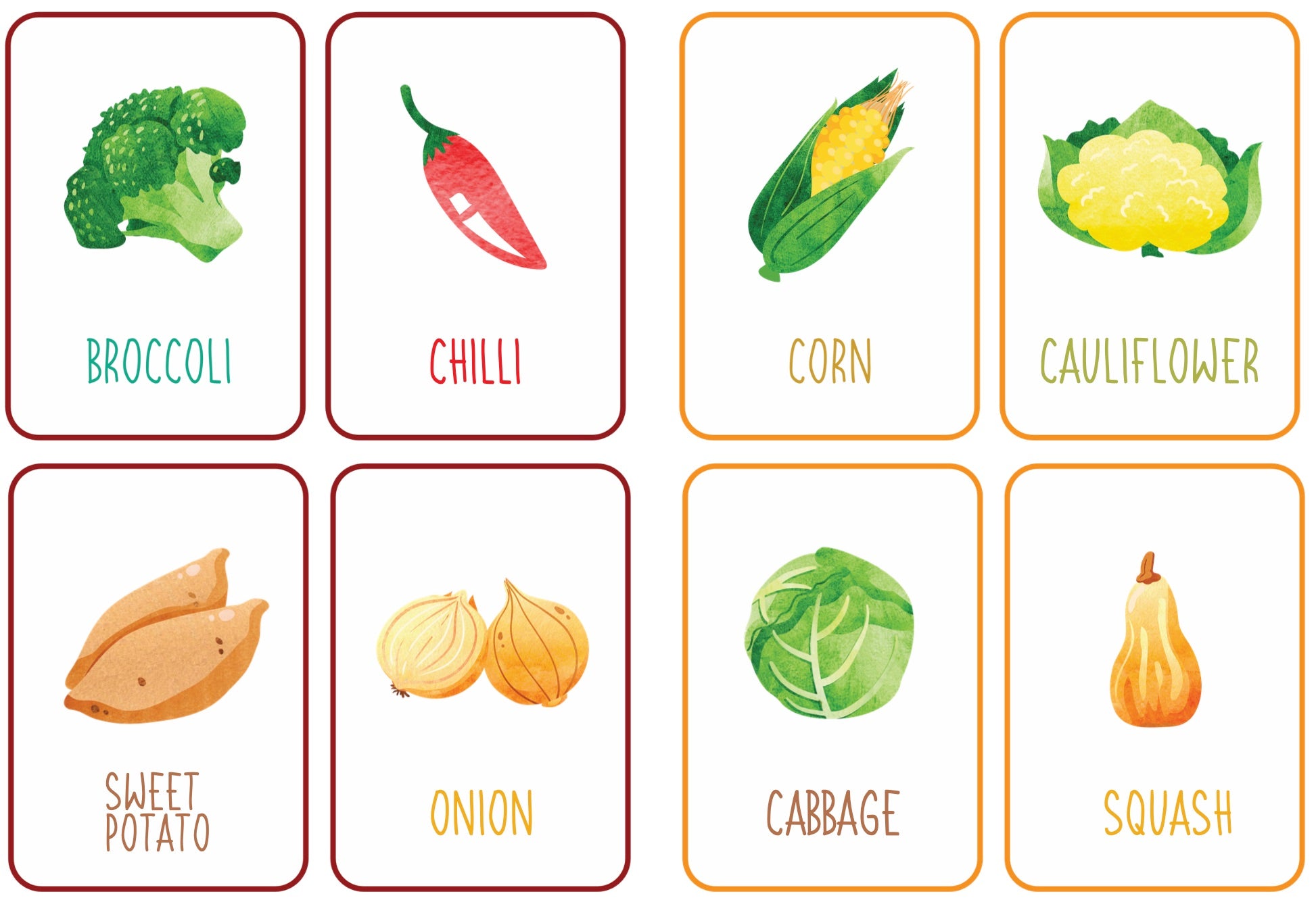 Vegetable Flash Card in English (FC06)