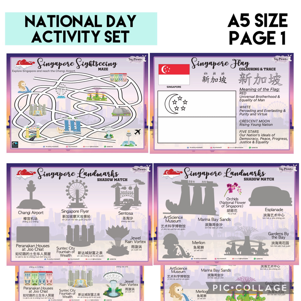 Singapore National Day Activity Set (A5 or A4)