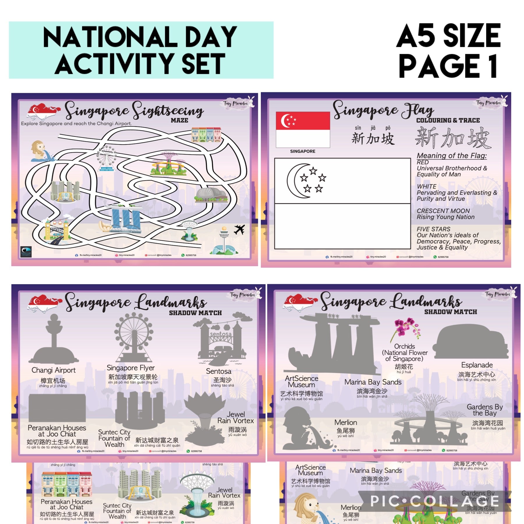 Singapore National Day Activity Set (A5 or A4)