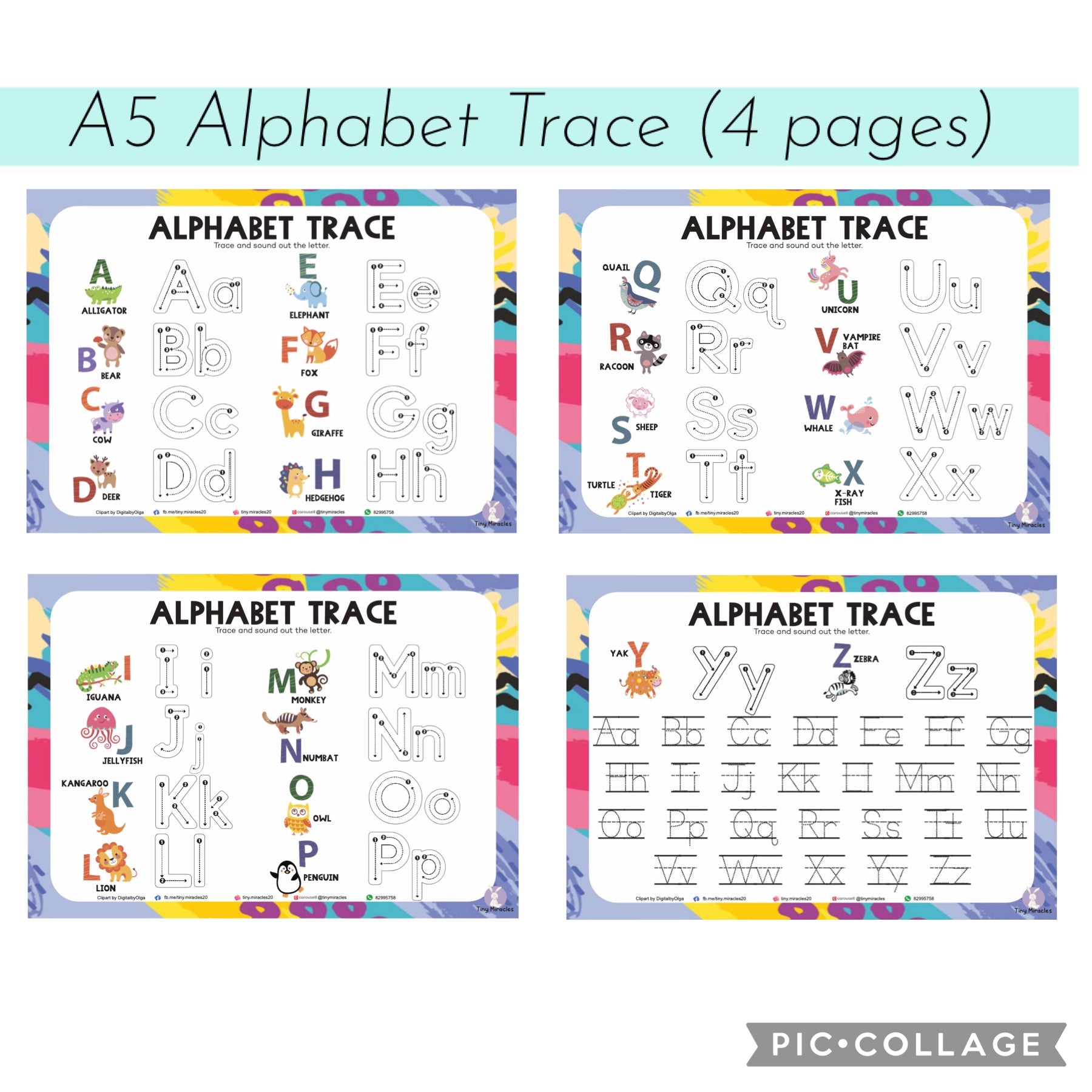 Personalised A5 Trace Sheets (Goodie Bag/Party Favours Activity)
