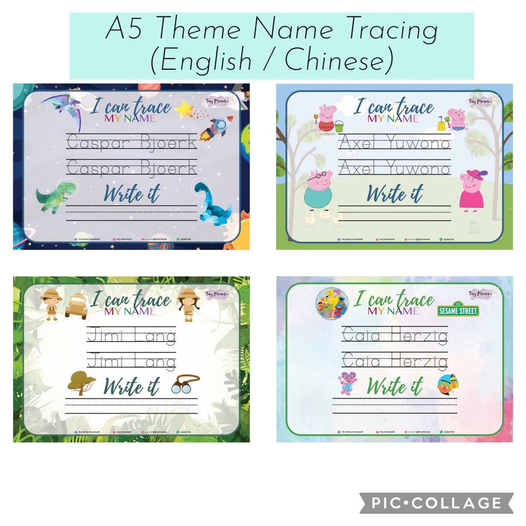 Personalised A5 Trace Sheets (Goodie Bag/Party Favours Activity)