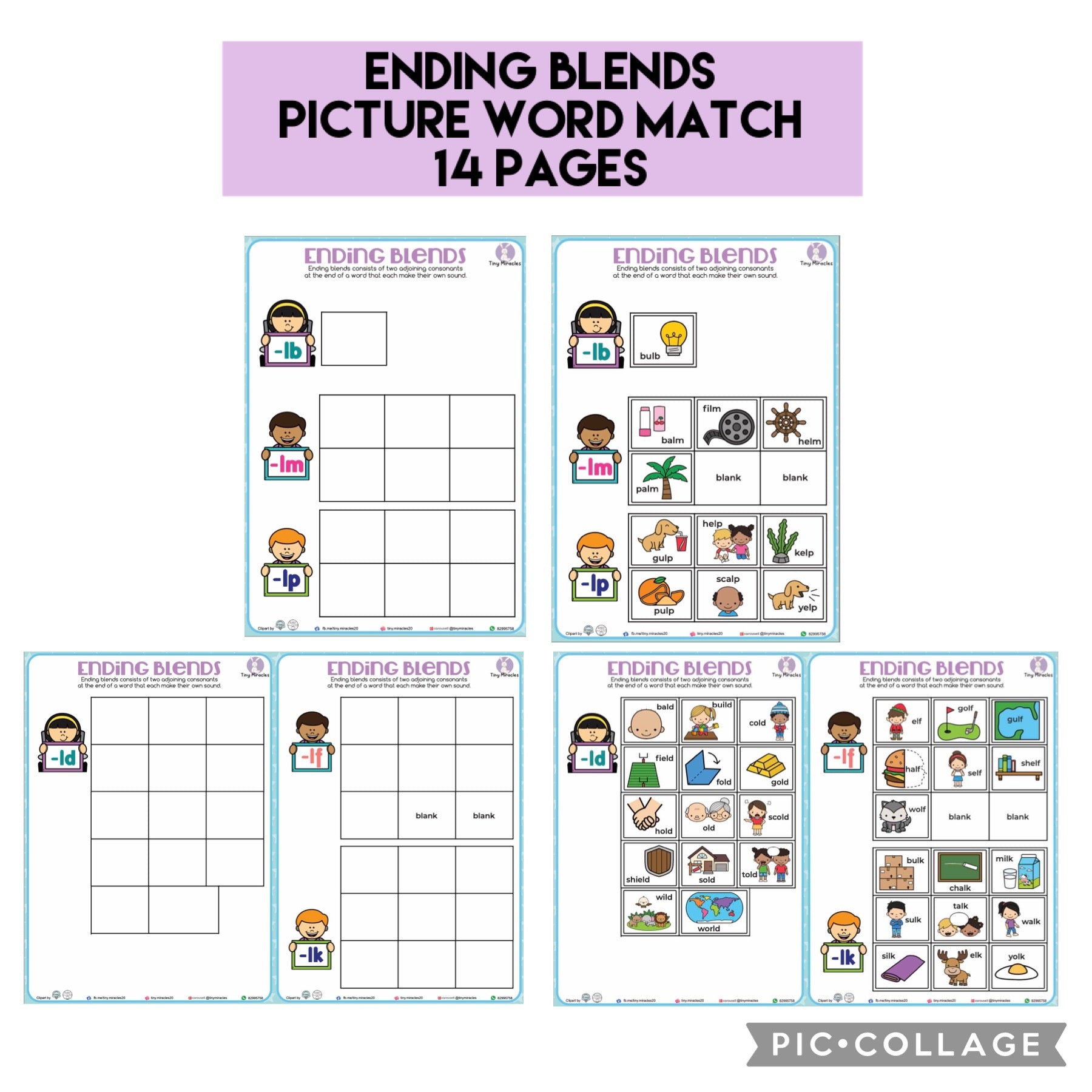 Ending Blends Picture Word Match (OW60D)