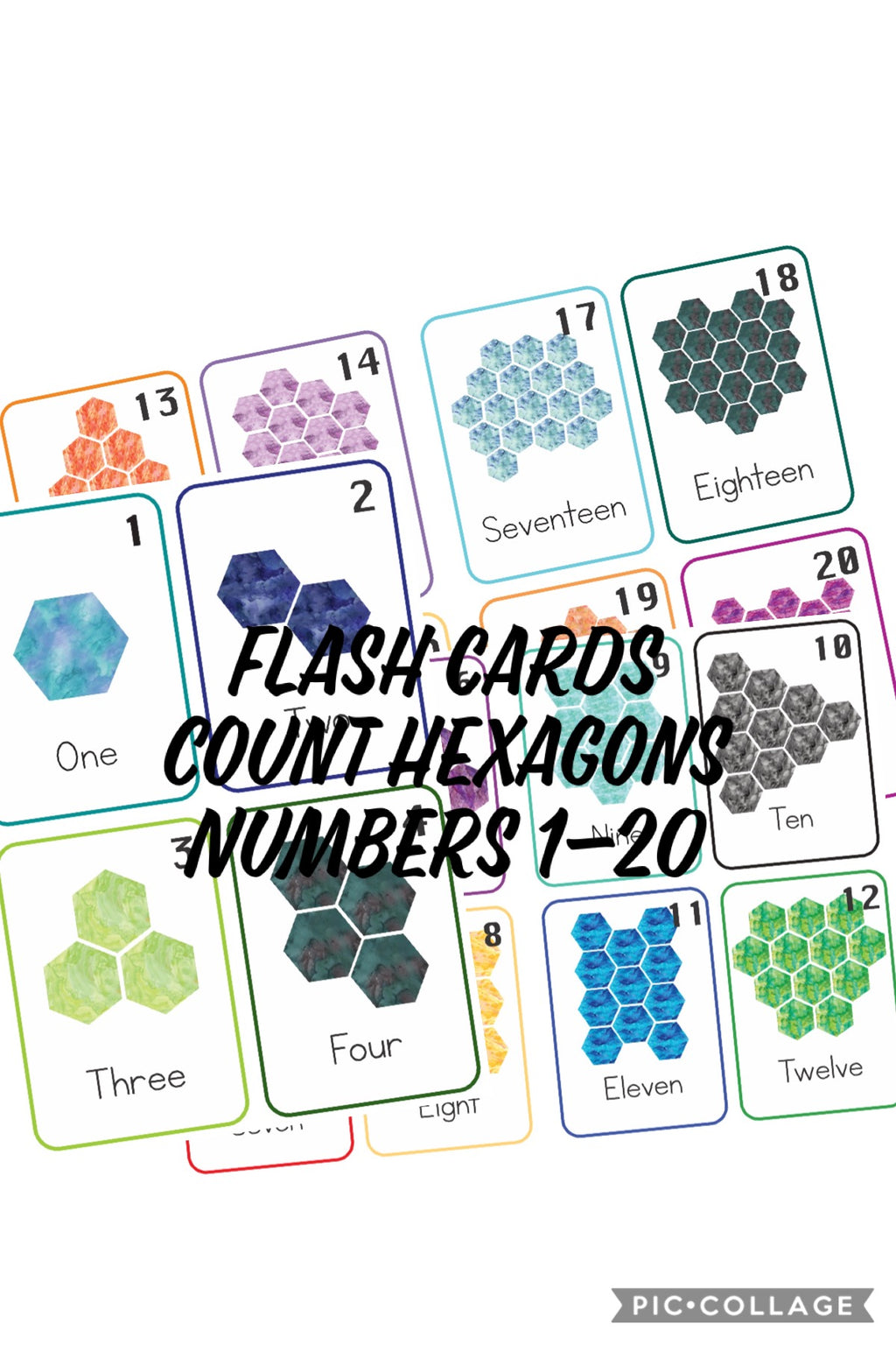 Count Hexagon Numbers 1-20 Flash Card (FC03)