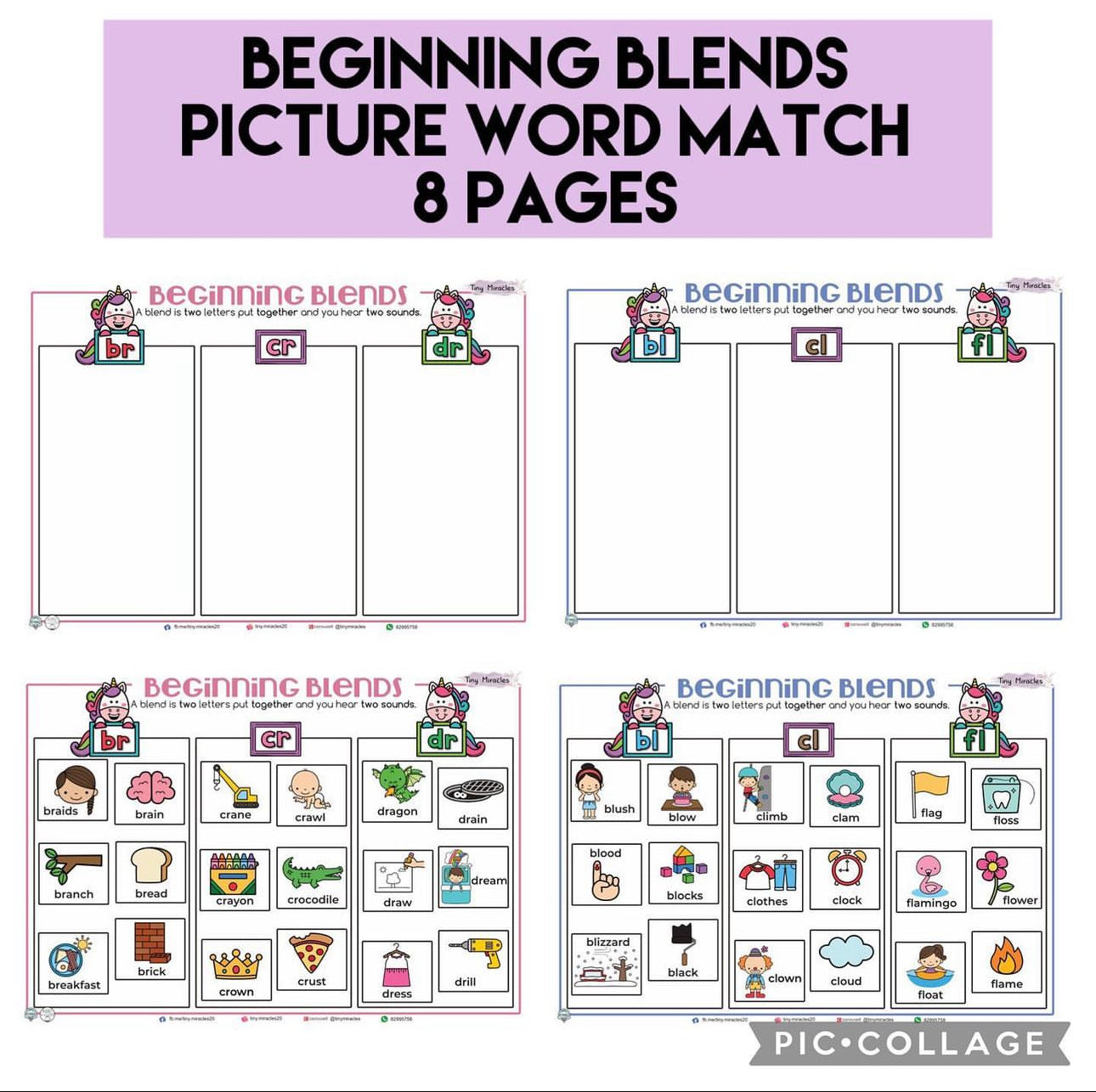 Beginning Blend Picture Word Match (OW60C)
