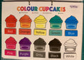 Color chart with cupcakes in various colors and labels