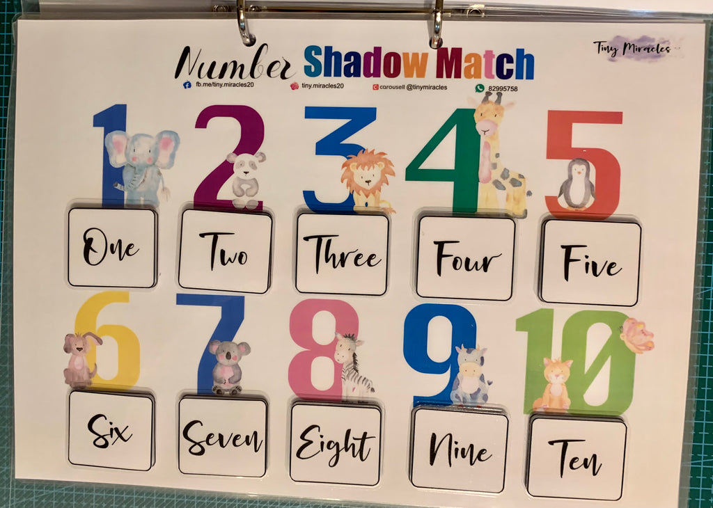 Educational chart with numbers 1-10 and animal illustrations on a white background.