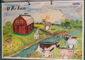 Educational farm-themed chart with animals and labels on a colorful background