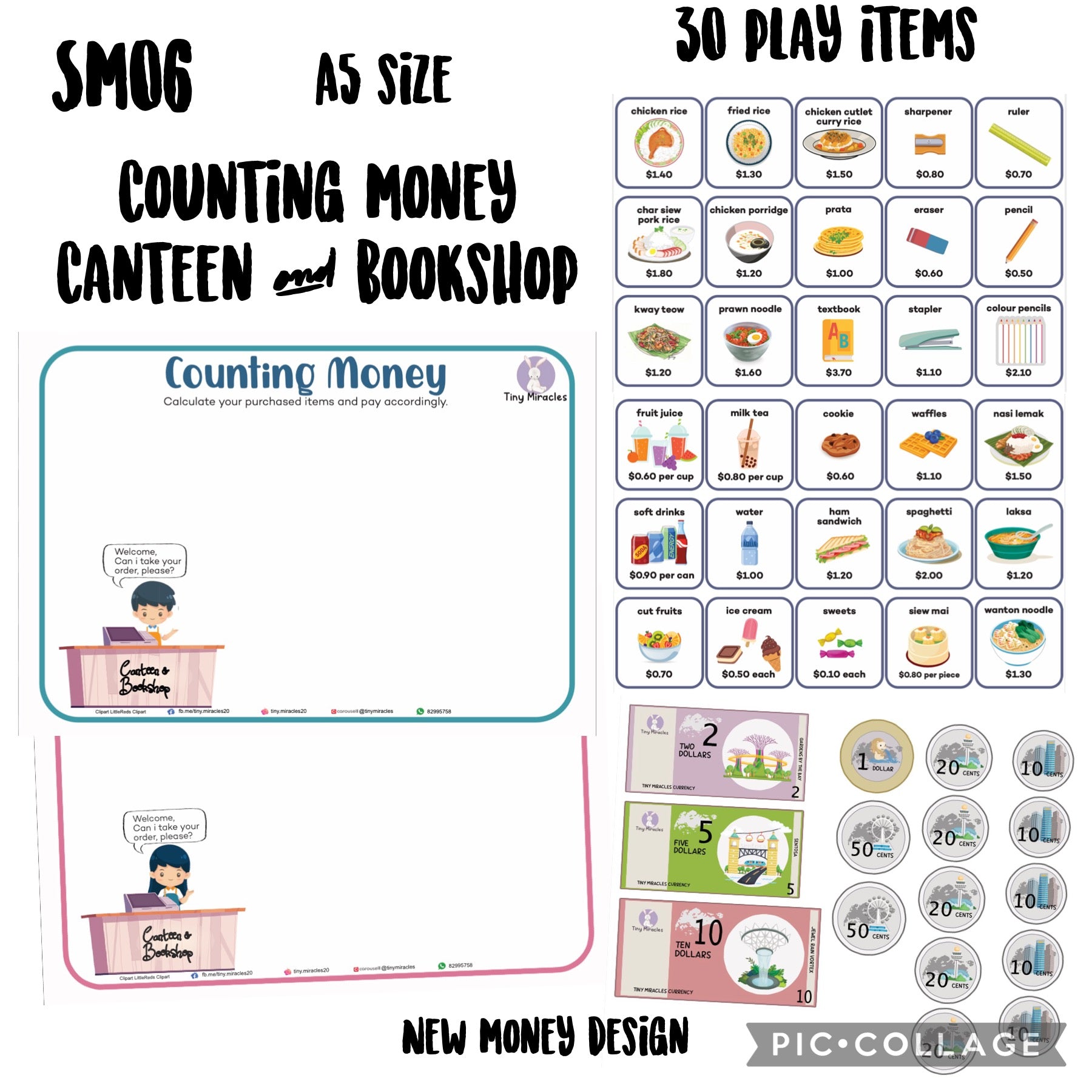 Play Pretend Canteen and Bookshop set | Counting Money Activity for Kids Ages 4-8
