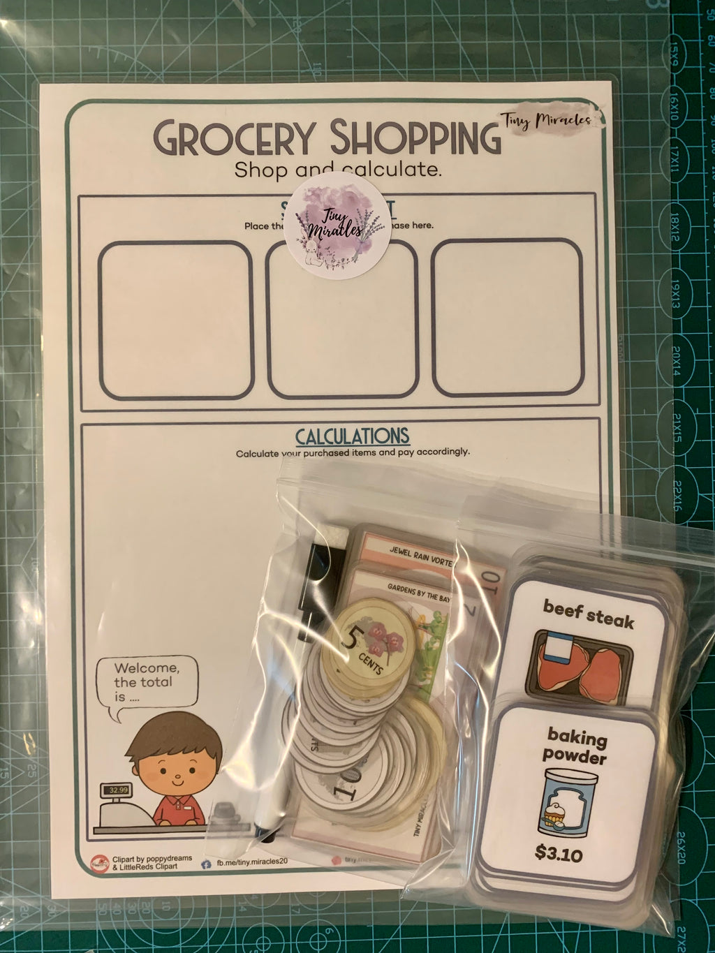 Play Pretend Grocery Shopping Set | Counting Money Learning Activity
