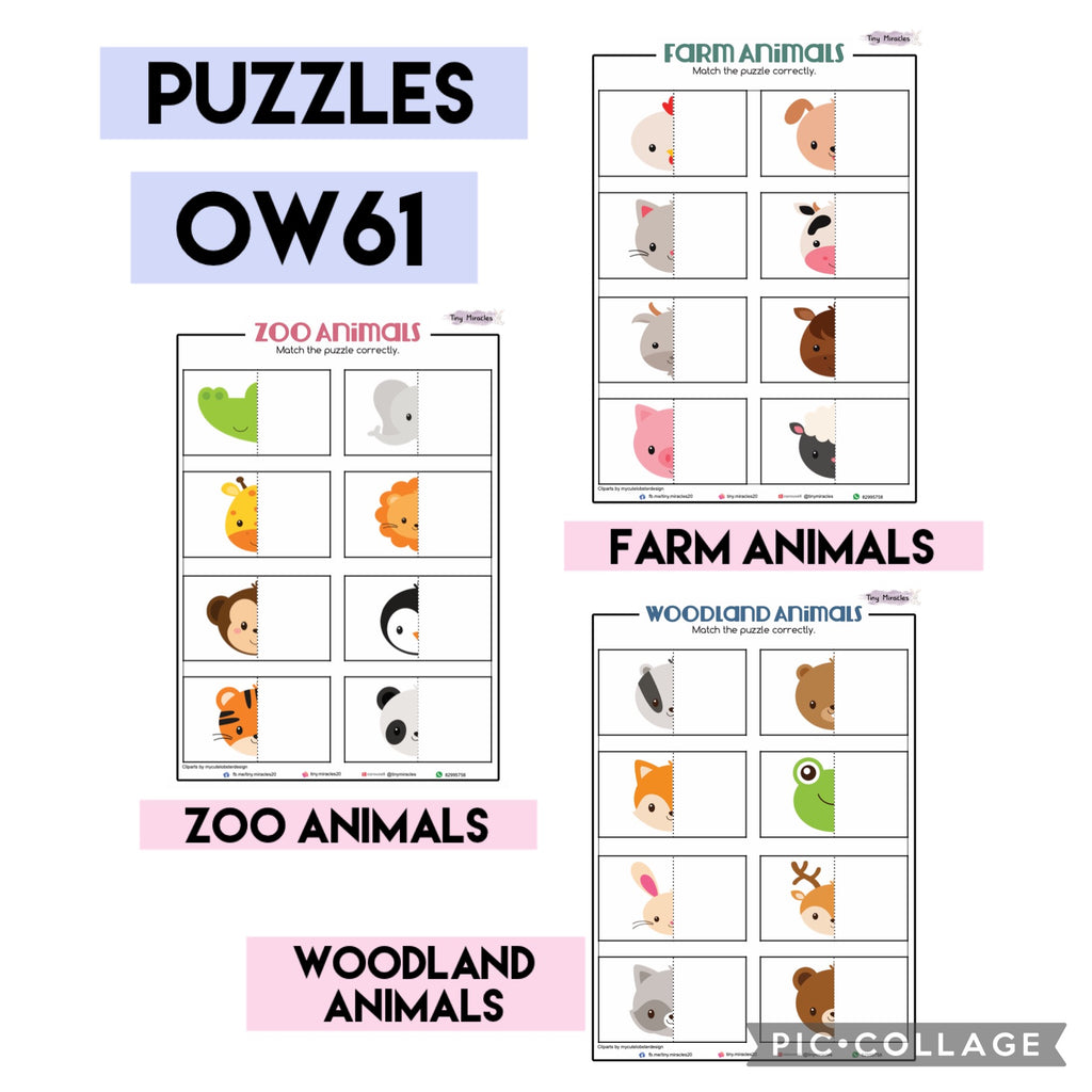 Puzzles (Farm, Woodland & Zoo Animals) OW61