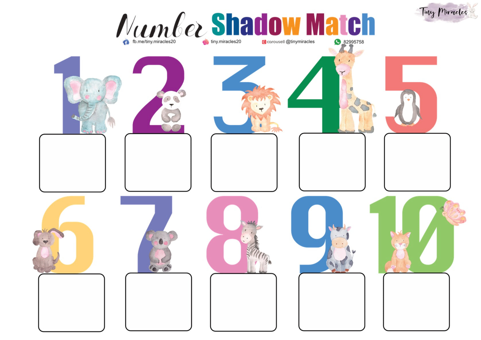 Number Shadow Match (1 to 10) | English or Chinese