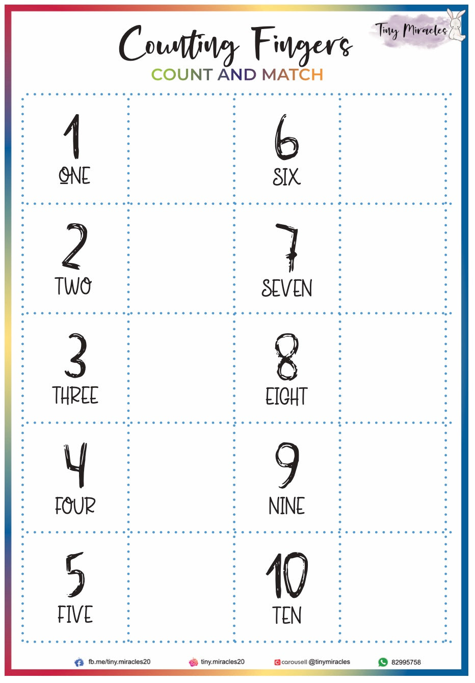 Math - Counting Fingers (Count and Match)