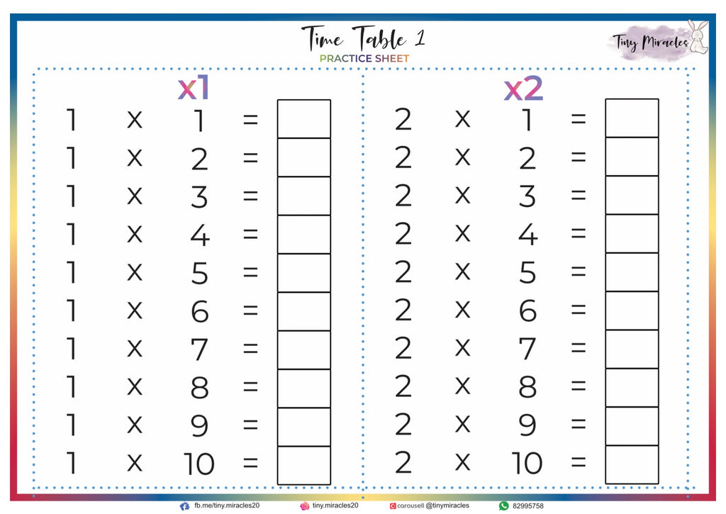 Times Table Sheet (N02)