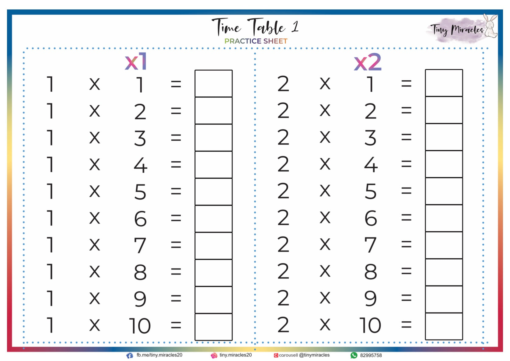 Times Table Sheet (N02)