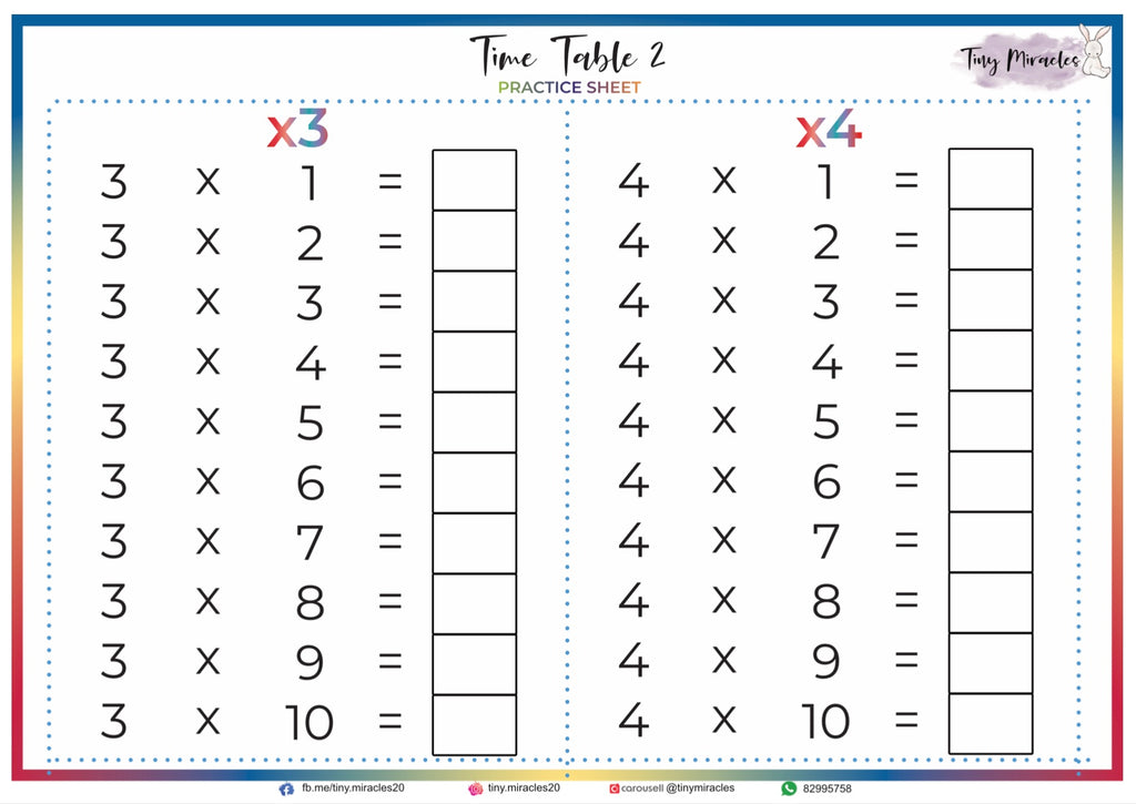 Times Table Sheet (N02)