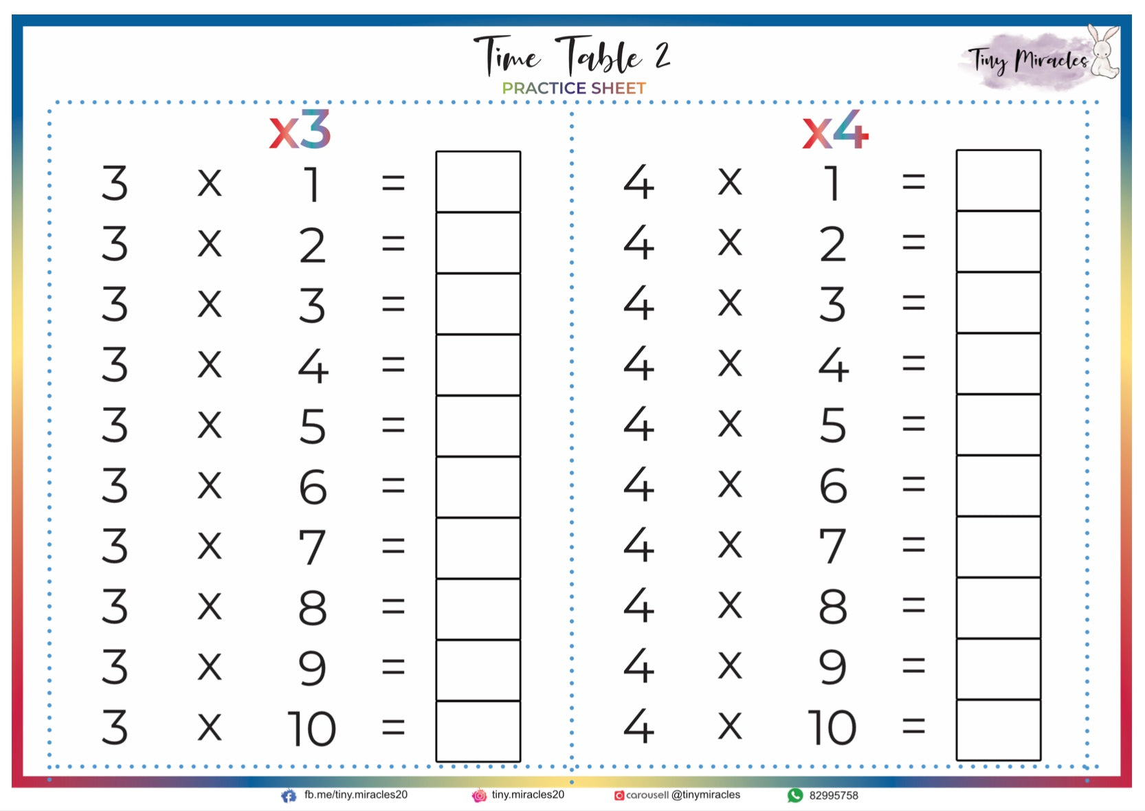 Times Table Sheet (N02)