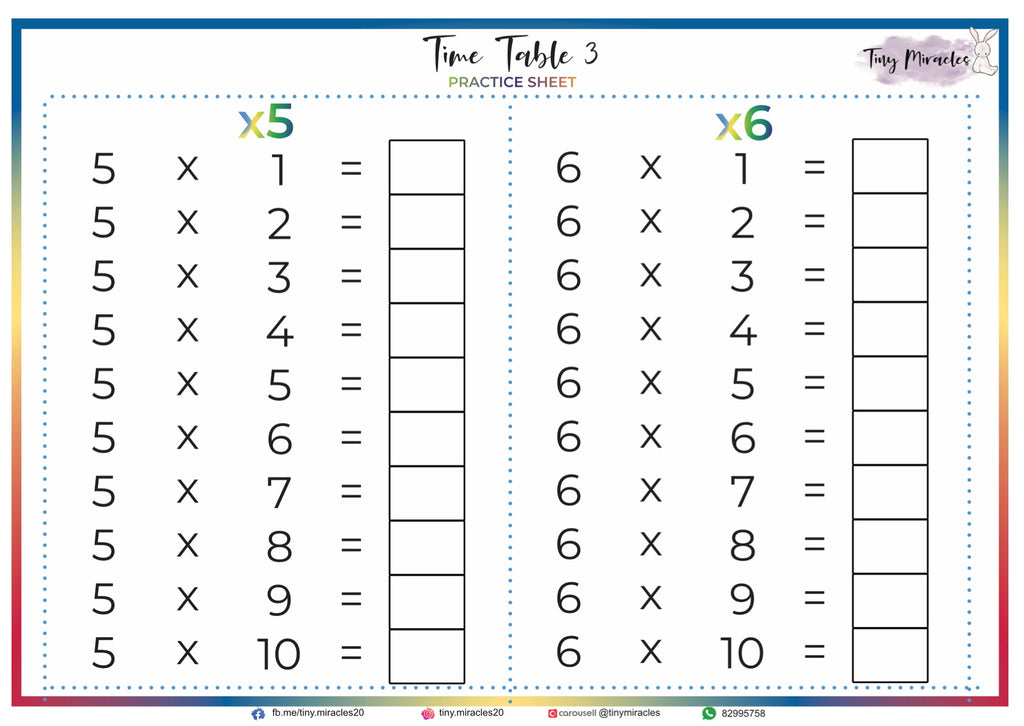 Times Table Sheet (N02)