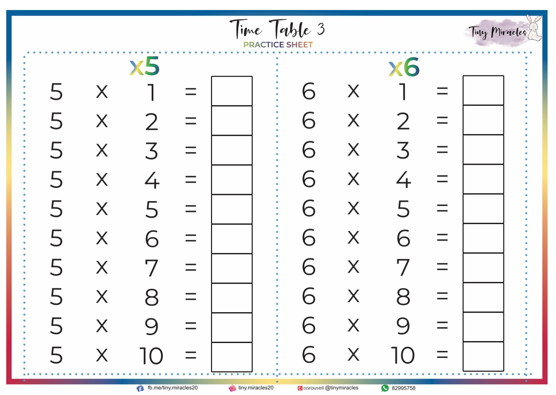 Times Table Sheet (N02)