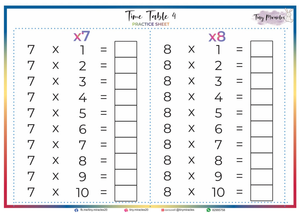 Times Table Sheet (N02)