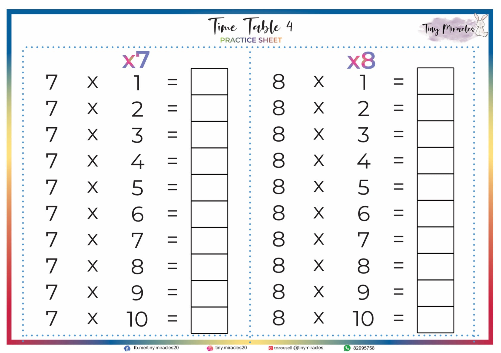 Times Table Sheet (N02)