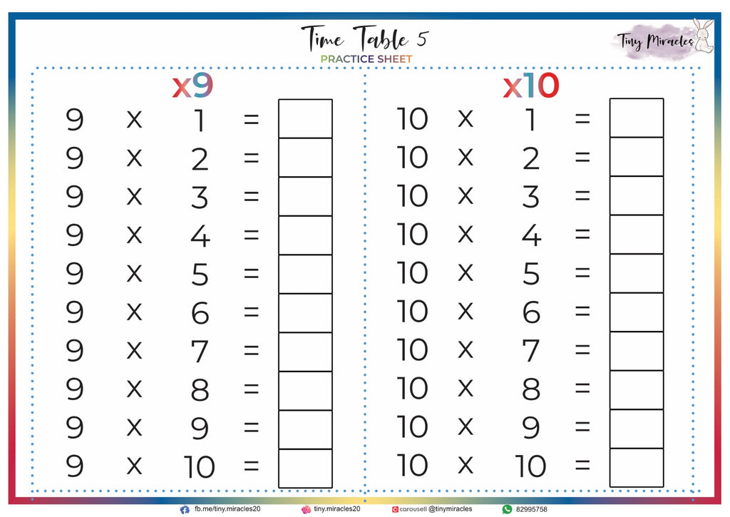 Times Table Sheet (N02)