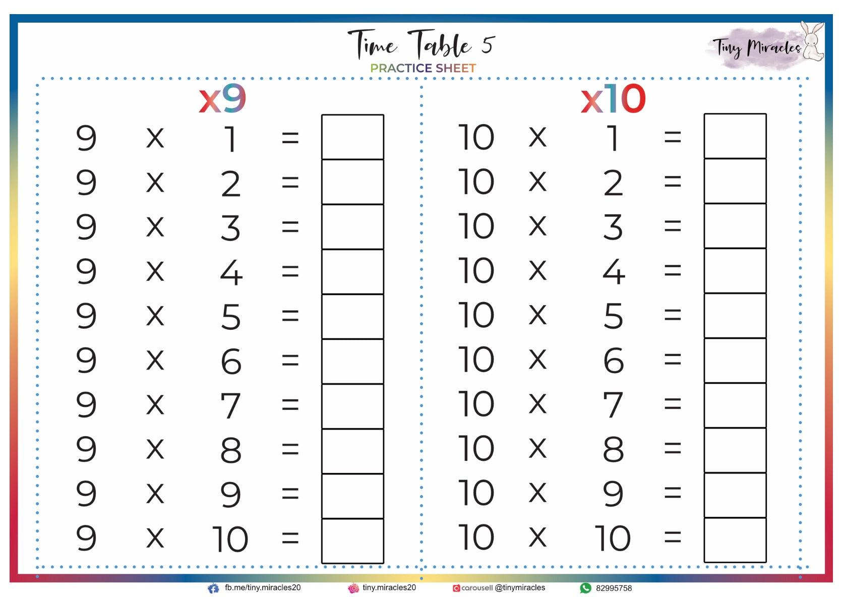 Times Table Sheet (N02)