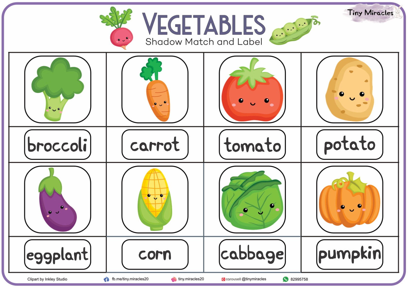 Vegetables Shadow Match and Labelling (CW08B)