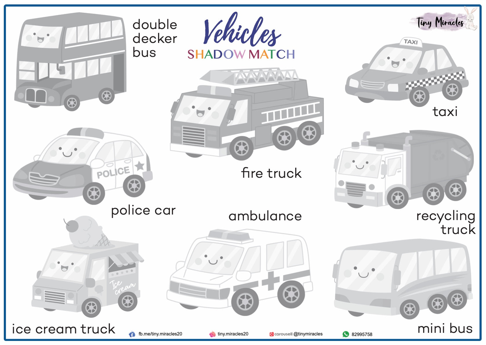 Vehicles Shadow Match (With Faces)