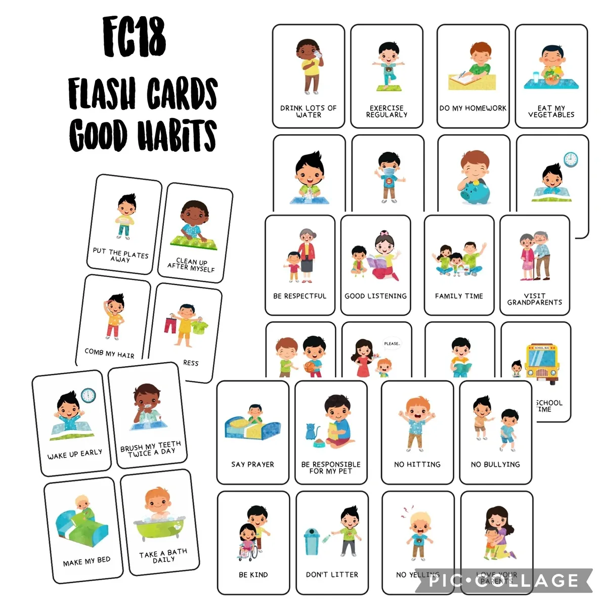 Good Habits Flash Cards – Teach Positive Daily Habits to Kids