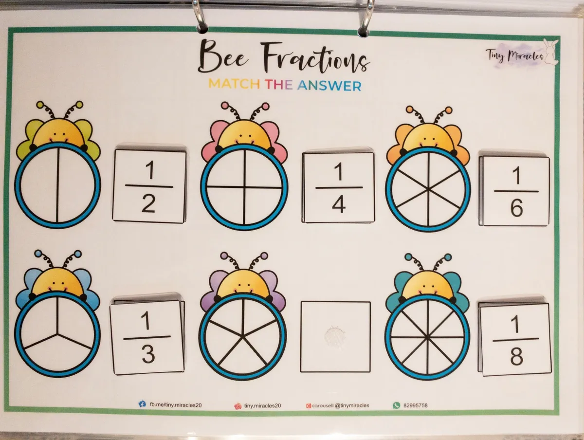 Math - Bee Fractions Match