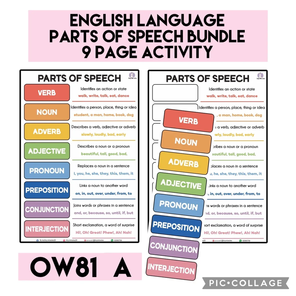 Parts of Speech (English Language) Activity Bundle