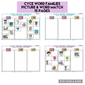 CVCe Word Families Picture and Word Match