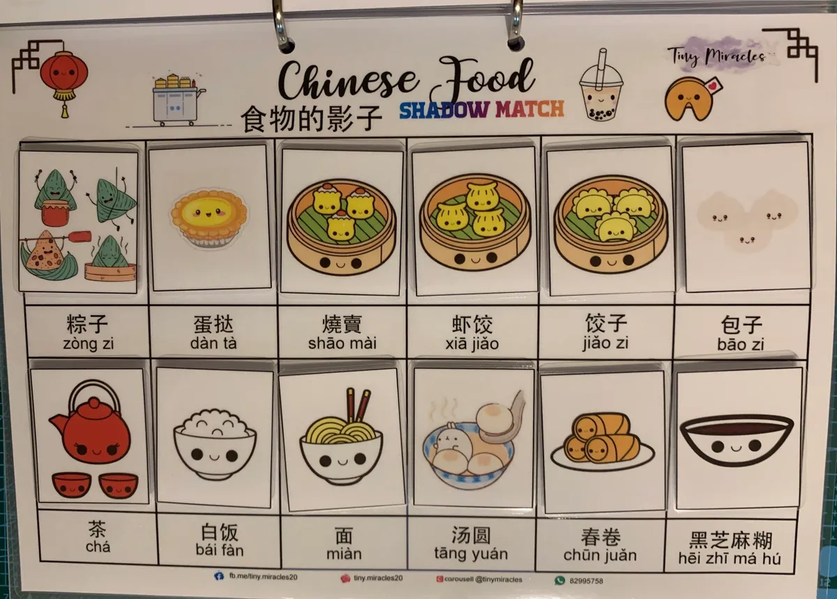 Chinese Food Shadow Match (English & Chinese)