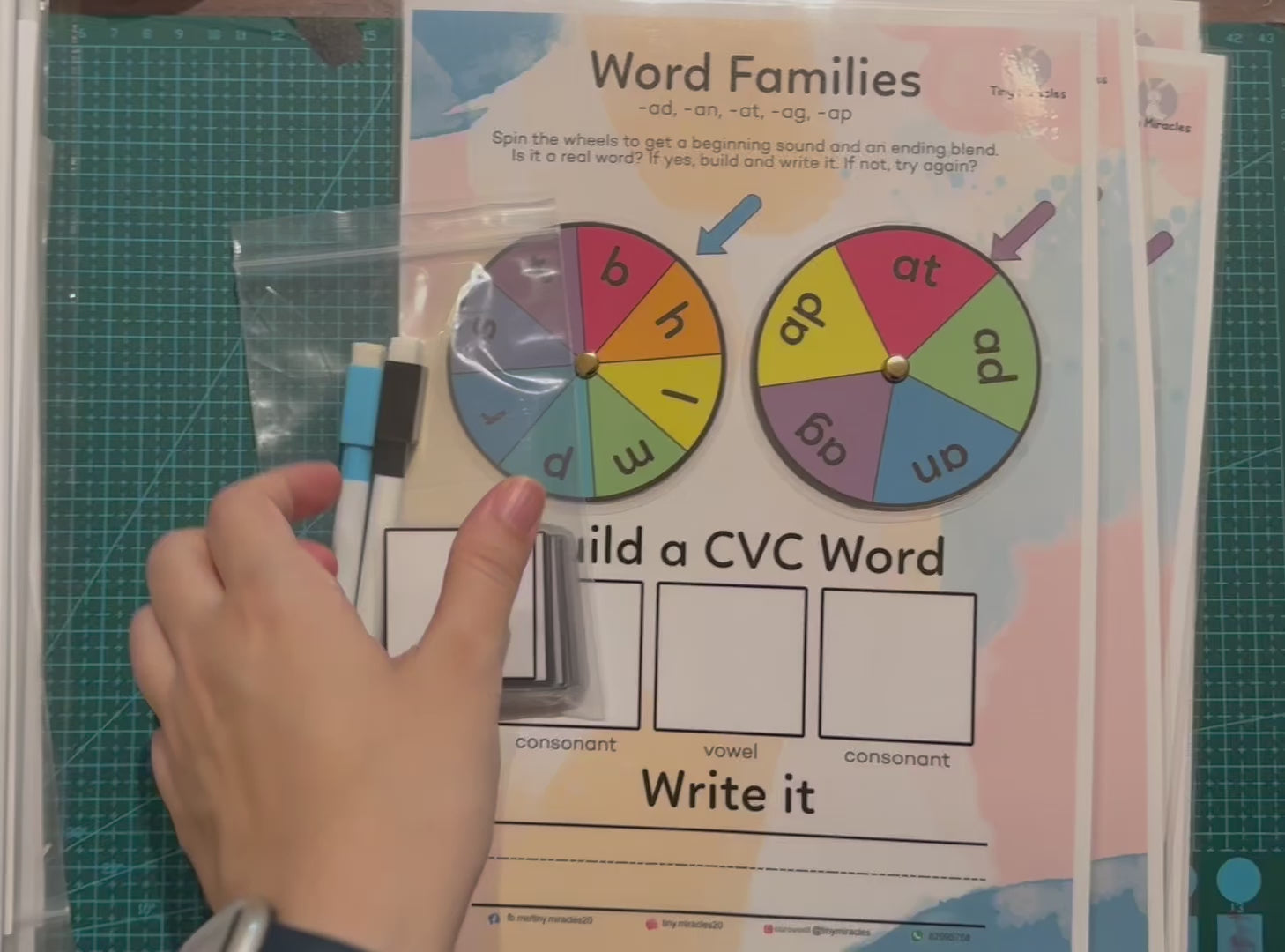 CVC Word Family Spin Wheel with Worksheet | Early Reading Phonics Activity